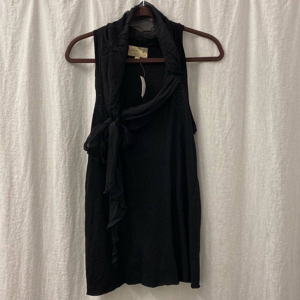 NWT Elizabeth and James Black Racerback Tank Silk‎ Sheer Sash Size M&L Available